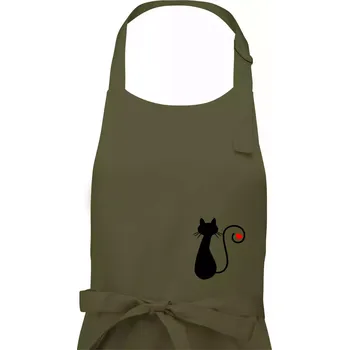 Kuchyňská zástěra Zamilovaná kočka ocásek - Pánská zástěra na vaření - Univerzální velikost ( Khaki )