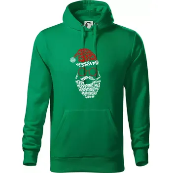 Pánská mikina Merry Christmas obličej - Mikina pánská Cape s kapucí - 2XL ( Středně zelená )