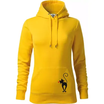 Dámská mikina Zamilovaná kočka zezadu - Mikina dámská Cape s kapucí - XS ( Žlutá )