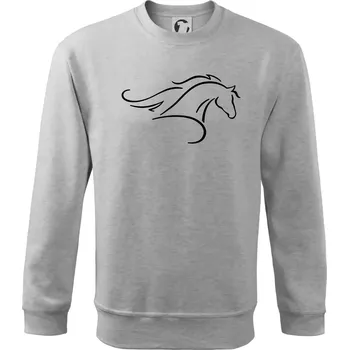 Chlapecké tričko Kůň - bežící silueta hlavy - Mikina Essential dětská - 146 cm/10 let ( Světlešedý Melír )