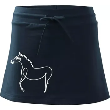 Dámská sukně Kůň kreslený - Sportovní sukně - two in one - L ( Námořní modrá (velmi tmavá - téměř černá) )