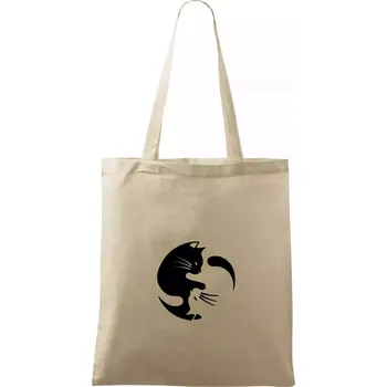 Nákupní taška Kočka - Jin jang - Taška bavlněná - 42 x 38 cm ( Naturální )