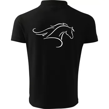 Pánská košile Kůň - bežící silueta hlavy - Polokošile pánská Pique Polo 203 - 4XL ( Černá )