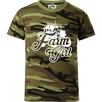 Farm Girl - Dětské maskáčové triko - 134 cm/8 let ( Zelený maskáč )