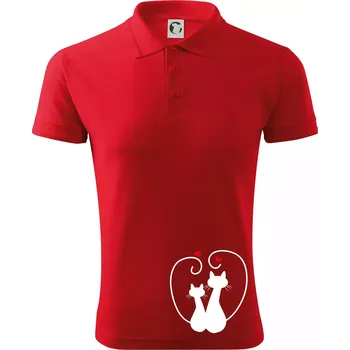 Pánská košile Kočky - Zamilovaný pár - Polokošile pánská Pique Polo 203 - 4XL ( Červená )