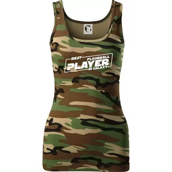 Dámské tričko Best floorball player in galaxy - Dámské Maskáčové tílko - 2XL ( Hnědý maskáč )