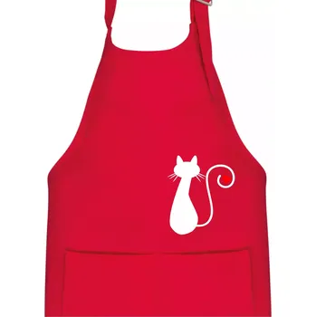 Kuchyňská zástěra Zamilovaná kočka ocásek - Dětská zástěra na vaření - Univerzální velikost ( Červená )