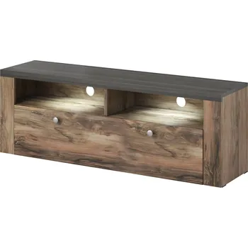 Obývací pokoj Funkční TV stolek s výklenky a sklápěcími dvířky do obývacího pokoje Larona - Helvetia Satin Nussbaum / Touchwood 140x49 cm