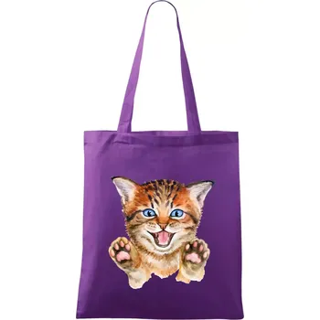 Kočka baf - Taška bavlněná - 42 x 38 cm ( Fialová )