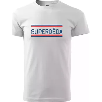 SUPERDĚDA nápis modro červený - Triko extra velké (5-8XL) - 7XL ( Bílá )