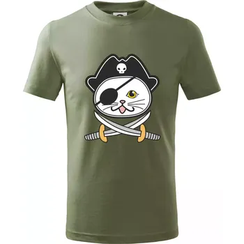 Dětská móda Kočičí pirát - Tričko dětské bavlněné - 104-110cm / 3-4 roky ( Khaki )