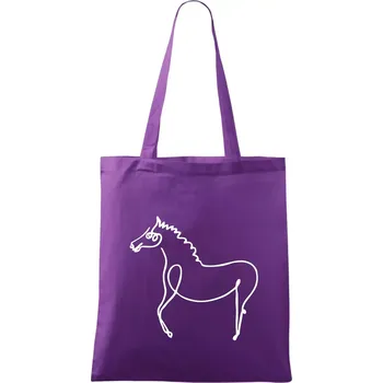 Kůň kreslený - Taška bavlněná - 42 x 38 cm ( Fialová )