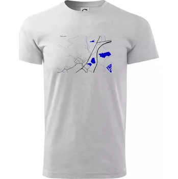 Chlumec 403 39 mapa s vodními toky - Triko extra velké (5-8XL) - 6XL ( Světlešedý Melír )