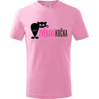 Jsem zvědavá kočka - Tričko dětské bavlněné - 146 cm/10 let ( Růžová )