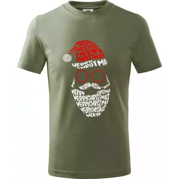 Merry Christmas obličej - Tričko dětské bavlněné - 158 cm/12 let ( Khaki )