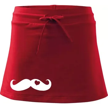 Dámská sukně Mustache love - Sportovní sukně - two in one - XS ( Červená )