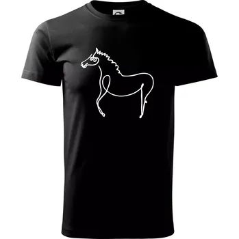 Kůň kreslený - Triko extra velké (5-8XL) - 7XL ( Černá )