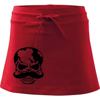 Dámská sukně Mustache lebka - Sportovní sukně - two in one - M ( Červená )