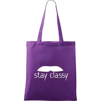 Stay Classy - mustache - Taška bavlněná - 42 x 38 cm ( Fialová )
