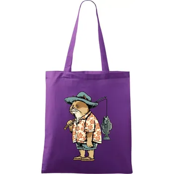 Kočka rybářem - Taška bavlněná - 42 x 38 cm ( Fialová )