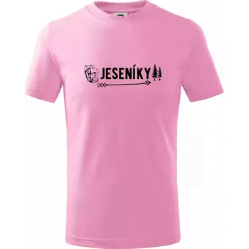 Jeseníky nápis - Tričko dětské bavlněné - 104-110cm / 3-4 roky ( Růžová )