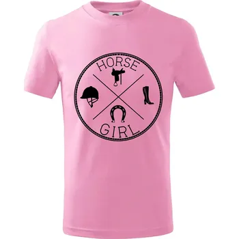 Horse Girl kruh - Tričko dětské bavlněné - 122 cm/6 let ( Růžová )