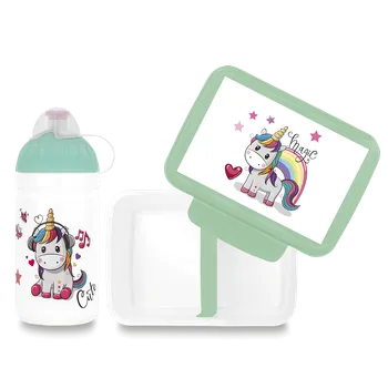 Svačinový box Set Zdravá lahev 0,5 l a Zdravá sváča - Magic unicorn
