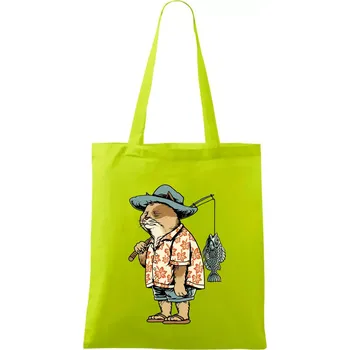 Kočka rybářem - Taška bavlněná - 42 x 38 cm ( Limetková )
