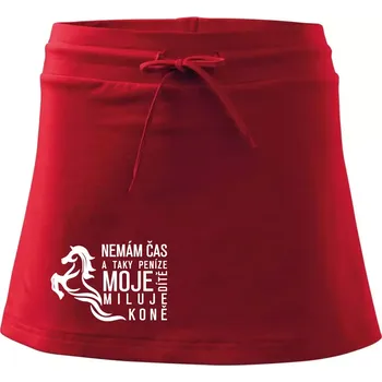 Dámská sukně Nemám čas a taky peníze - Kůň - Sportovní sukně - two in one - S ( Červená )