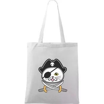 Kočičí pirát - Taška bavlněná - 42 x 38 cm ( Bílá )