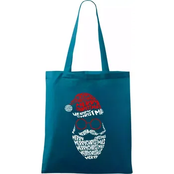 Merry Christmas obličej - Taška bavlněná - 42 x 38 cm ( Petrolejová )