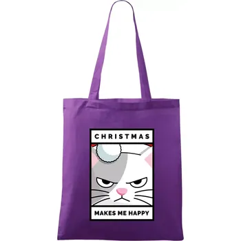Christmas makes me happy - Taška bavlněná - 42 x 38 cm ( Fialová )