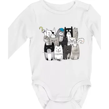 Kočky co nejsou tak úplně veselé - Body kojenecké s dlouhým rukávem - Dlouhý r. do 3 měs ( Bílá )