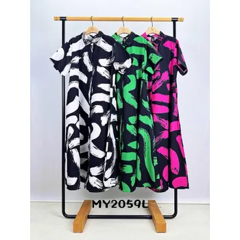 Dámské šaty Košilové šaty s potiskem MY-2059L barva: bílá