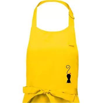 Kuchyňská zástěra Zamilovaná kočka ležící - Pánská zástěra na vaření - Univerzální velikost ( Žlutá )