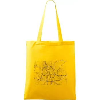 Nákupní taška Černobílá mapa Brno - Taška bavlněná - 42 x 38 cm ( Žlutá )