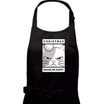 Kuchyňská zástěra Christmas makes me happy - Dámská zástěra na vaření - Univerzální velikost ( Černá )