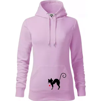 Dámská mikina Zamilovaná kočka prohnutá - Mikina dámská Cape s kapucí - XS ( Orchid )