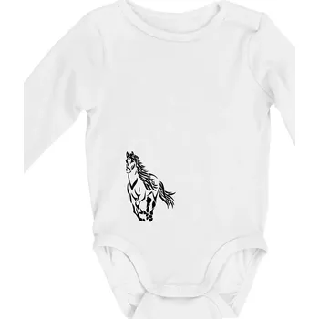 Kůň běžící - Body kojenecké s dlouhým rukávem - Dlouhý r. do 3 měs ( Bílá )
