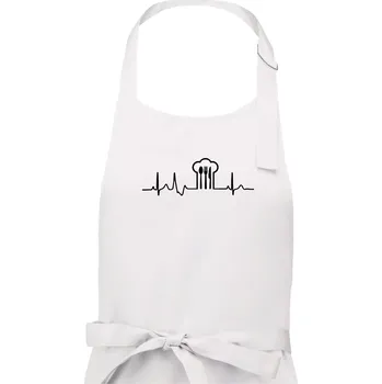 Kuchyňská zástěra EKG kuchař čepice a příbory - Pánská zástěra na vaření - Univerzální velikost ( Bílá )