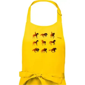 Kuchyňská zástěra Koně v kostce - Pánská zástěra na vaření - Univerzální velikost ( Žlutá )