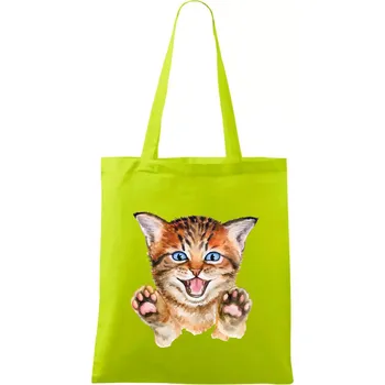 Kočka baf - Taška bavlněná - 42 x 38 cm ( Limetková )