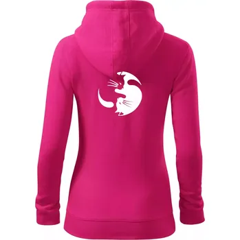 Dámská mikina Kočka - Jin jang - Dámská mikina trendy zipper s kapucí - S ( Purpurová )