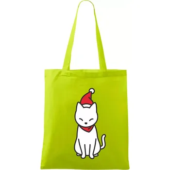 Vánoční kočka sedící - Taška bavlněná - 42 x 38 cm ( Limetková )