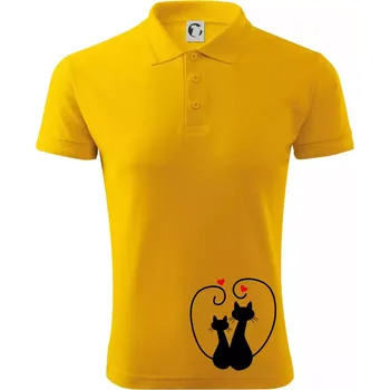 Pánská košile Kočky - Zamilovaný pár - Polokošile pánská Pique Polo 203 - 3XL ( Žlutá )