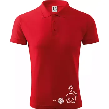 Pánská košile Kočka klubíčko - Polokošile pánská Pique Polo 203 - M ( Červená )