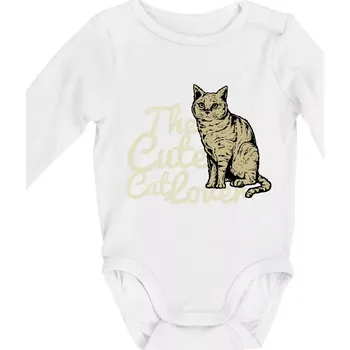The cute cat lover - Body kojenecké s dlouhým rukávem - Dlouhý r. do 3 měs ( Bílá )
