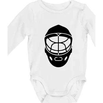 Florbal maska - Body kojenecké s dlouhým rukávem - Dlouhý r. 3-6 měs ( Bílá )