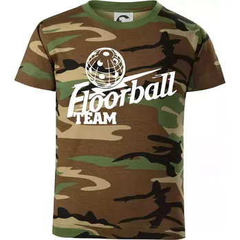 Chlapecké tričko Florbal team - Dětské maskáčové triko - 146 cm/10 let ( Hnědý maskáč )
