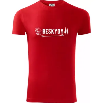 Pánské tričko Beskydy nápis - Viper FIT - Pánské zůžené tričko - M ( Červená )